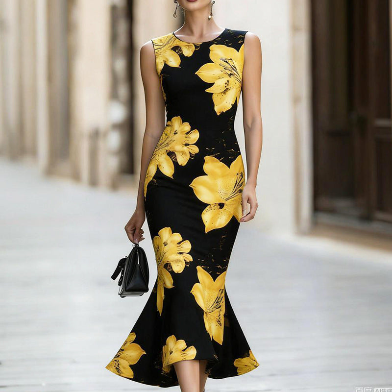 Printed Mermaid Dress Women